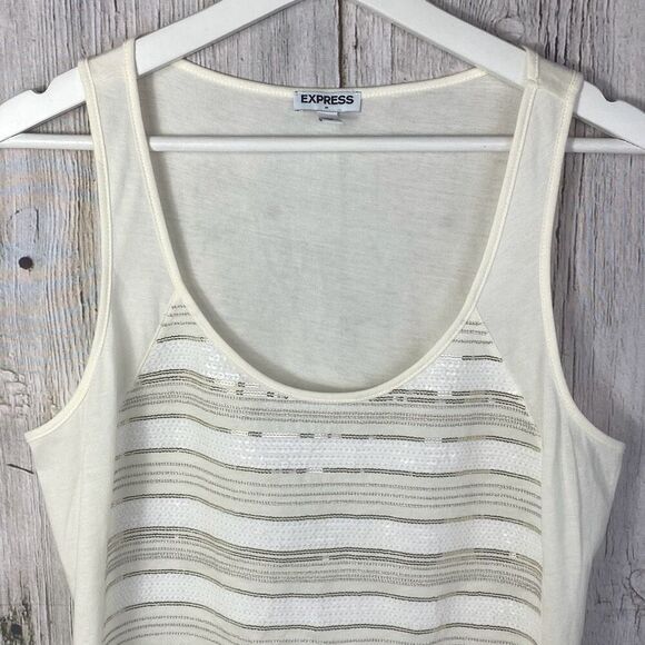 Express Ivory Sequin Tank Top Size Medium NWOT - Picture 2 of 14